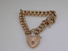 An Antique 9 ct Rose Gold Bracelet., the bracelet having a heart shaped clasp, approx wt 16 gms.