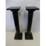 A Pair of Vintage Ebonized Torchere, in the form of Corinthian columns, approx 107 cms