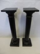 A Pair of Vintage Ebonized Torchere, in the form of Corinthian columns, approx 107 cms