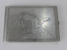 WWII Aluminium P.O.W. Cigarette Case, the case engraved J.D.T., 71 Camp P.O.W.