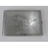 WWII Aluminium P.O.W. Cigarette Case, the case engraved J.D.T., 71 Camp P.O.W.