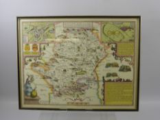 Three Reproduction Coloured Maps, including Hartfordshire, Londonium and views of Oxfordshire/