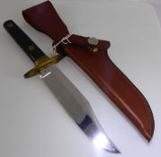 A Bespoke Bowie Knife, by Stud of London, handmade by Keith Moorby, the knife having a horn handle