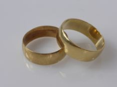 Two 9 ct Gold Wedding Bands, sizes T and V, approx wt 8.1 gms.