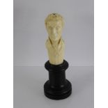 A Circa 1820 Ivorine Study of the Duke of Wellington, mounted on an ebonised based, approx 15 cms