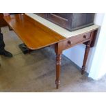 An Oak Pembroke Table, with single drawer to one side, raised on turned tapered legs, approx 110 x