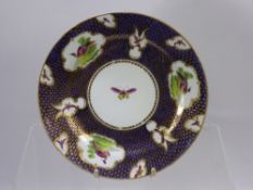 A Fine 19th Century Cabinet Plate, hand painted with birds and insects, highlighted with gilt