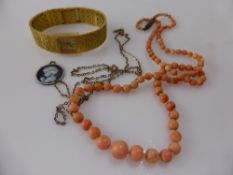 Miscellaneous Jewellery, including a 9ct Gold Chain (3.5 gms), St Christopher pendant, antique coral