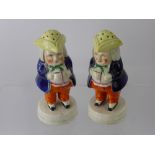 A Pair of 19th Century Staffordshire Toothpick Holders, in the form of Toby's, approx 16 cms