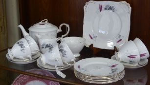 A Part Gladstone Staffordshire Porcelain Tea Set, including tea pot, milk jug, sugar bowl, six