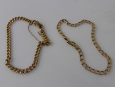 Two 9 ct Gold Curb Link Bracelets, approx 14.0 gms.