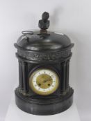 A French Black Slate Mantel Clock, semi-circular domed architectural design, the movement stamped