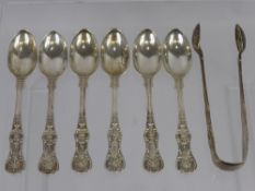 A Collection of Six Silver London Hallmark King's Pattern Teaspoons, dd 1897, mm George Jackson &