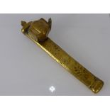 An Antique Fireside Brass Match Holder and Snuff, approx 15 cms