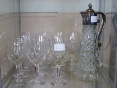 A Miscellaneous Collection of Cut Glass, including fourteen wine glasses, two cut glass claret