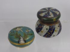 Two Chinese Cloisonne Jars with Covers, the first decorated with chrysanthemum, the second decorated