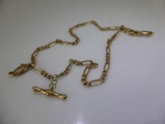 A 9 ct Gold Curb Link Fob Neck Chain, approx length 48 cms, approx wt 8.4 gms.