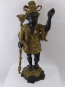 A French Style Brass and Bronze Effect Blackamoor Candelabrum, approx 42 cms