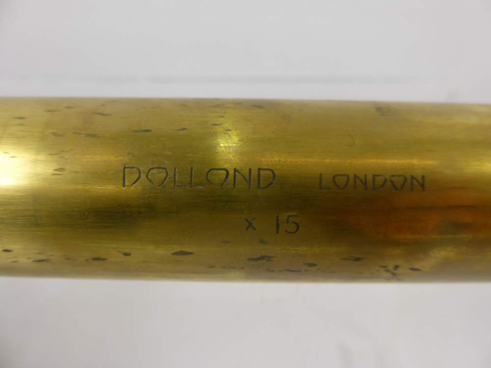 A Vintage Dolland (London) Brass and Leather, four draw telescope. - Image 2 of 2