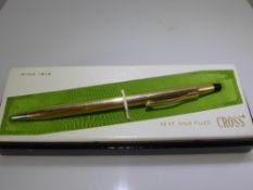 A Cross 1/20 12 kt Gold Filled Retractable Biro, in original box.