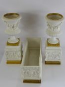 A Group of Late 19th Century Volkstedt Porcelain, including a pair of Bisque and Ormulu Neo-