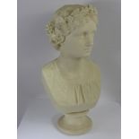 A Copeland Parian Bust of the May Queen, depicted as a maiden wearing a floral garland in her