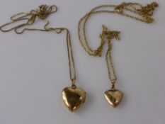 A Miscellaneous Collection of 9 ct Gold Jewellery, including two heart shaped lockets on chains,