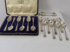 Miscellaneous Silver Teaspoons, including eight with a golfing motif, Sheffield hallmark, dated