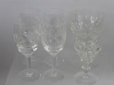 A Quantity of Miscellaneous Glass, including five crystal white wine glasses, a champagne glass