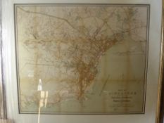 A Print Depicting A Map of Singapore, framed and glazed, approx 73 x 61 cms.