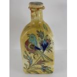 Antique Polychrome Bottle and Cover Iznik, hand painted with turbaned figure to one side and a