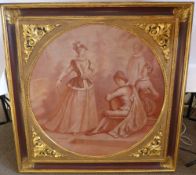 An Italian Style Sepia Canvas, depicting a dance instructor, presented in a contemporary Baroque