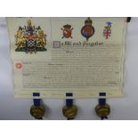 King George V Fine Grant of Arms and Crest on vellum scroll awarded to Sir Charles Harrington,