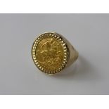 A 1919 Half Gold Sovereign, in 9 ct gold mount, total approx wt 9.2 gms.