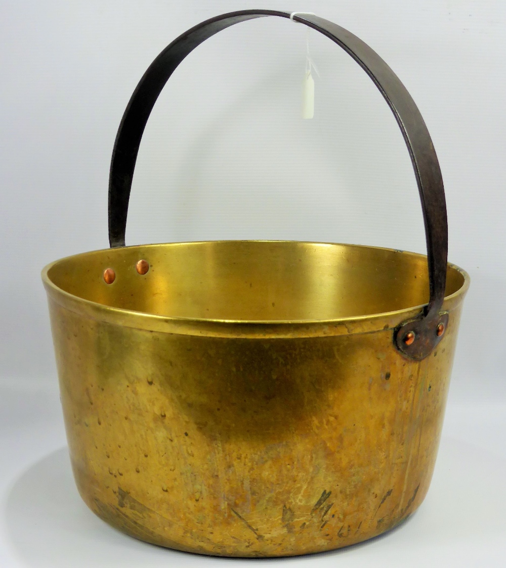 A 19th Century Brass and Cast Iron Handled Jam Pan, approx 35 x 20 cms.