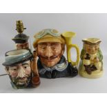 A Collection of Miscellaneous Character Mugs, including "Veteran Motorist" D6633 by R Doulton. (4)