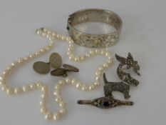 A Collection of Miscellaneous Jewellery, including solid silver bangle and a pair of gentleman's