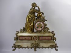 A 19th Century Ormulu Spelter Porcelain Mounted Striking Mantel Clock, signed R. Thompson, Newcastle