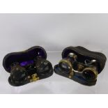 A Pair of Mother of Pearl Opera Glasses, together with a further pair of opera glasses in the