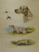 Boris Riad, 1898 - 1975, three prints depicting canine hunting scenes, signed in pencil lower