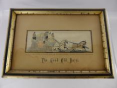 Two Antique Stevenographs, entitled "The Present Times" and "The Good Old Days", approx 20 x 13 cms,