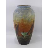 A Louis Dage Art Deco Vase, entitled "Le Pouliguen" depicting sail boats on mottled ground, approx