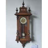 A Vienna Wall Clock, the clock with brass enamel face and Roman dial, approx 100 cms. (af)