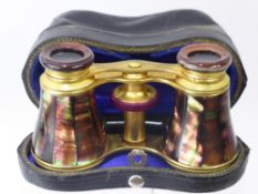 A Pair of Gilt Brass and Mother of Pearl Opera Glasses, L'Ingr Tissot Opticians, 33 Avenue de 'l