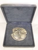 A Solid Silver Art Nouveau Style Portuguese Silver Metal Medallion,