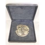 A Solid Silver Art Nouveau Style Portuguese Silver Metal Medallion,