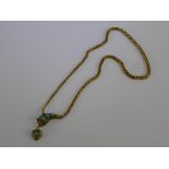 A Lady's Antique 14 ct Yellow Gold, Turquoise and Ruby Articulated Snake Necklace, the snake set