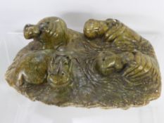 A Soapstone Carving Depicting Hippopotami.