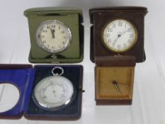 A Collection of Miscellaneous Time Pieces, including two Swiss made eight day travelling clocks,