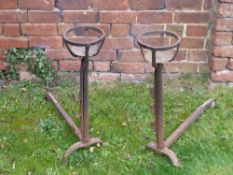 Pair of Early 18th Century Cast Iron Fire Dogs with Mulling Cups, approx 60 cms length and the